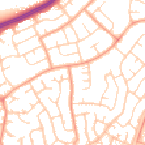 Daytime road noise heatmap for IP2 9PJ