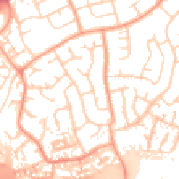 Daytime road noise heatmap for IP2 9RA