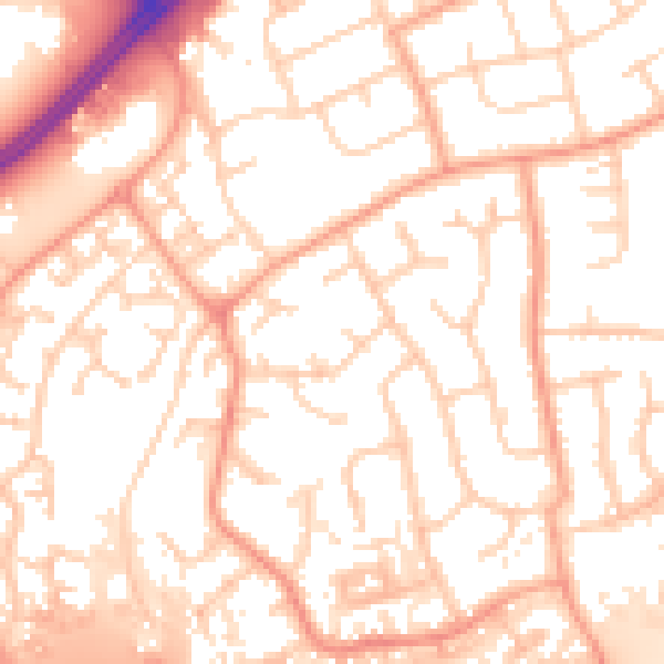 Daytime road noise heatmap for IP2 9XY