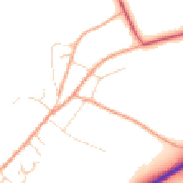 Daytime road noise heatmap for IP22 1BQ
