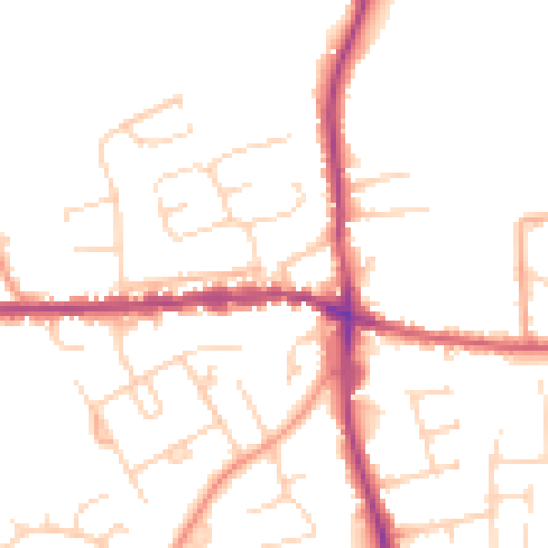 Daytime road noise heatmap for IP25 6AG