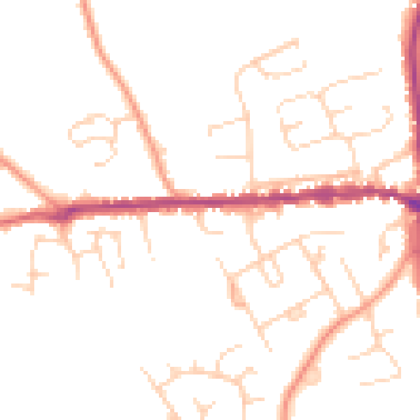 Daytime road noise heatmap for IP25 6AW