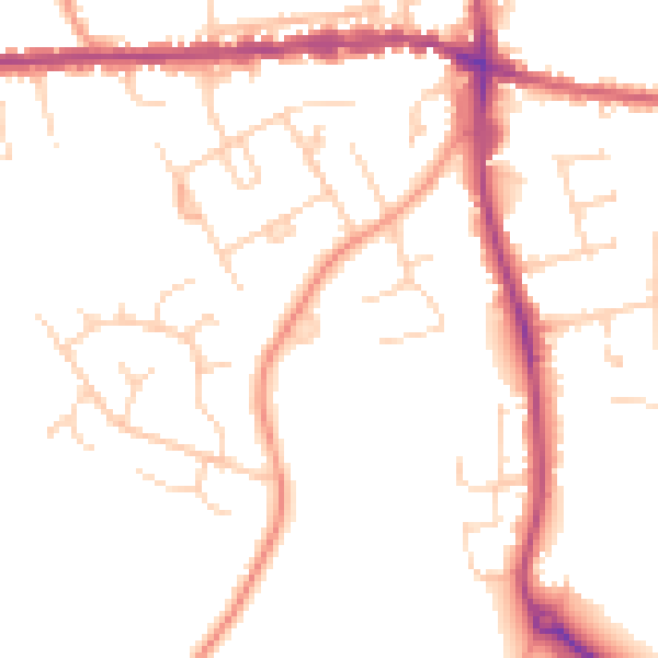 Daytime road noise heatmap for IP25 6BA