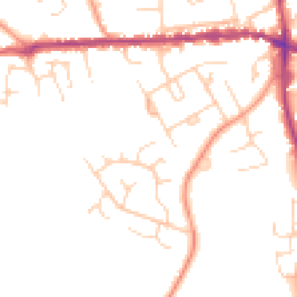 Daytime road noise heatmap for IP25 6BP
