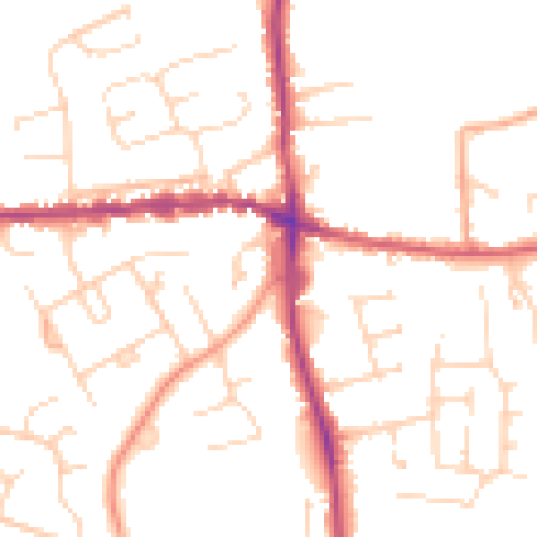 Daytime road noise heatmap for IP25 6BS