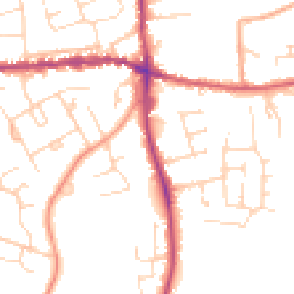 Daytime road noise heatmap for IP25 6BT
