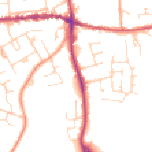 Daytime road noise heatmap for IP25 6BU