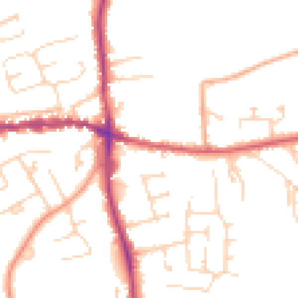 Daytime road noise heatmap for IP25 6DB