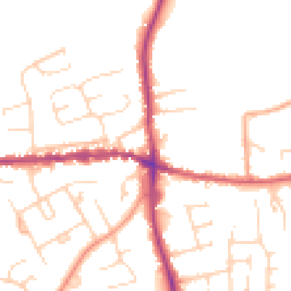 Daytime road noise heatmap for IP25 6DE