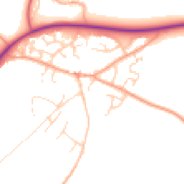 Daytime road noise heatmap for IP31 2AQ