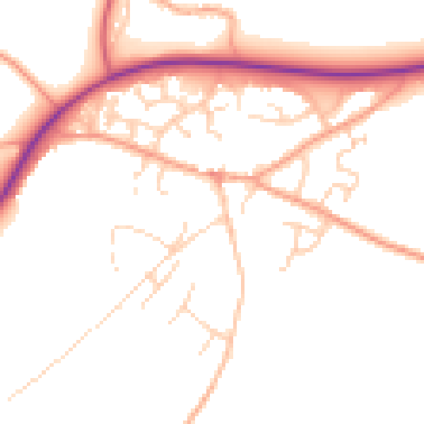 Daytime road noise heatmap for IP31 2DD