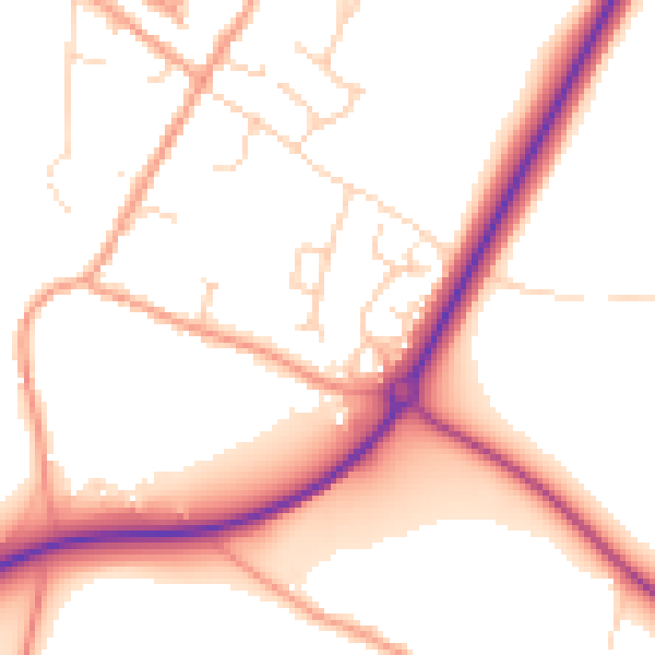 Daytime road noise heatmap for IP31 2FX