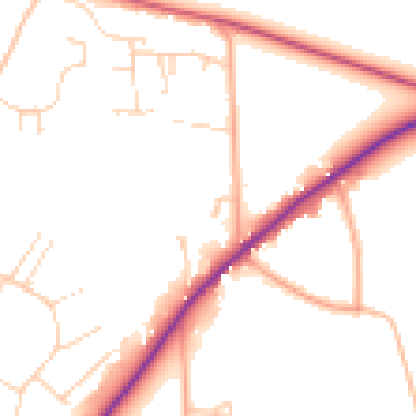 Daytime road noise heatmap for IP31 2JL