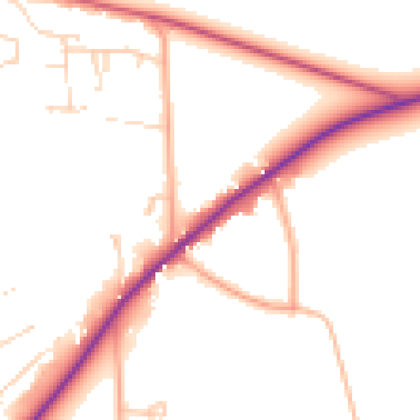 Daytime road noise heatmap for IP31 2NP
