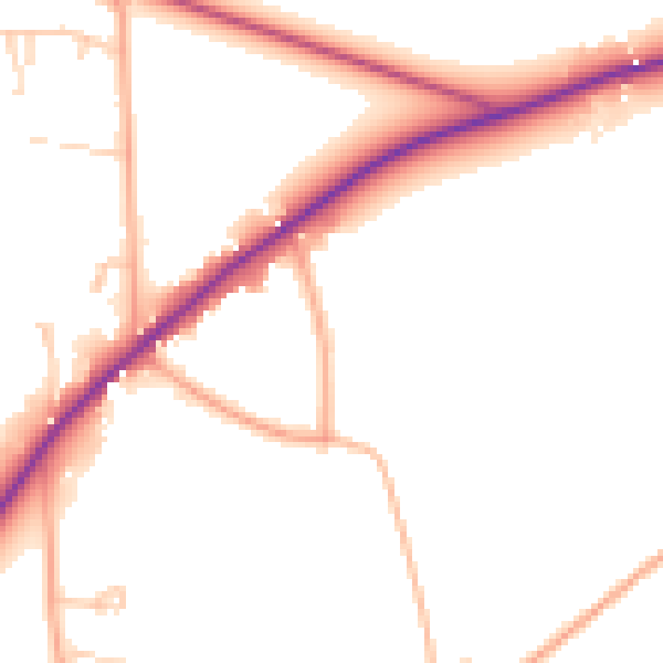 Daytime road noise heatmap for IP31 2NS