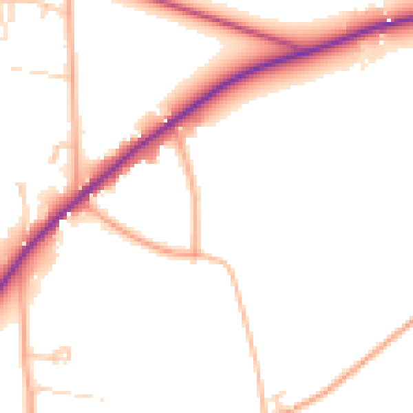 Daytime road noise heatmap for IP31 2NT