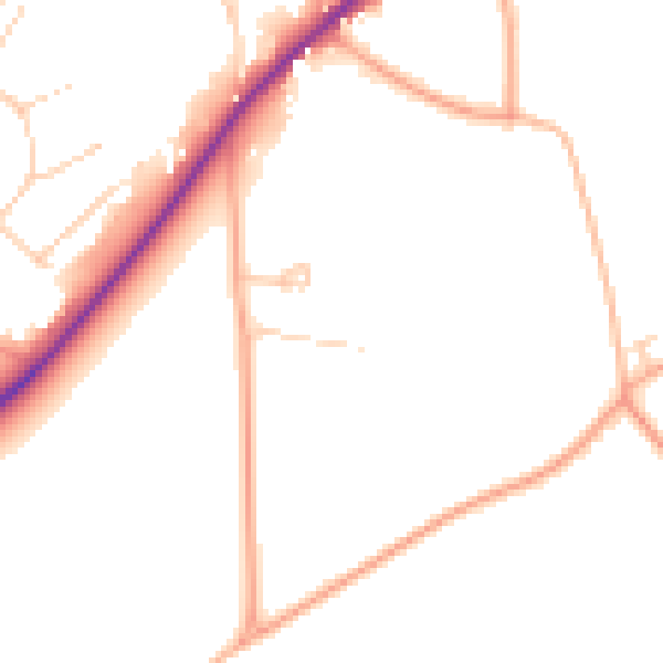 Daytime road noise heatmap for IP31 2QR