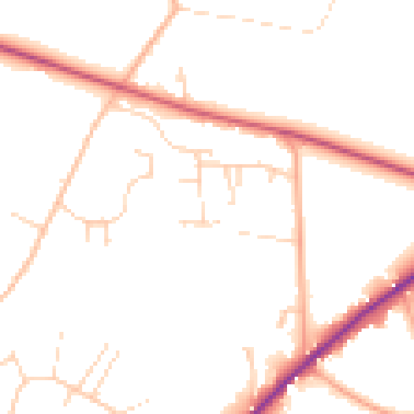 Daytime road noise heatmap for IP31 2RP