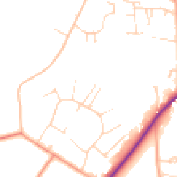 Daytime road noise heatmap for IP31 2SZ