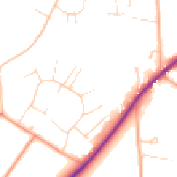 Daytime road noise heatmap for IP31 2TJ