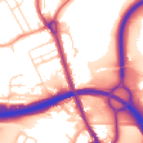 Daytime road noise heatmap for IP32 6AN