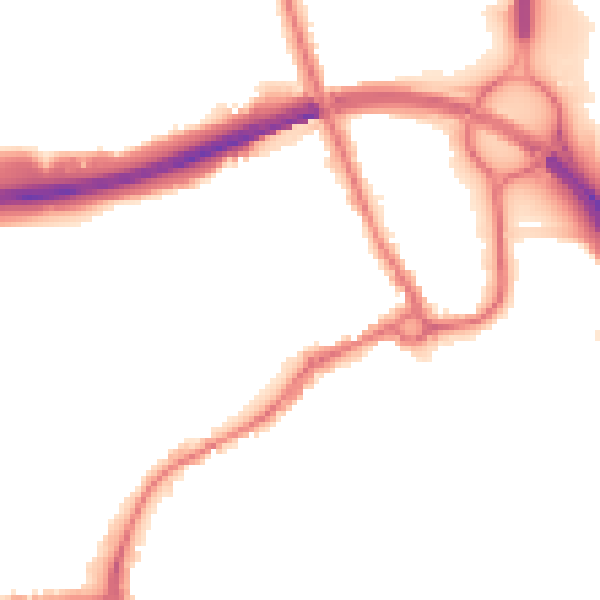 Night-time road noise heatmap for IP32 6AQ