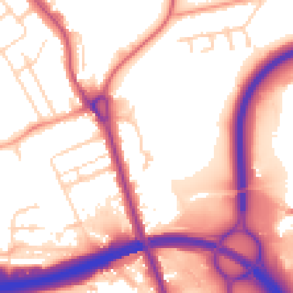 Daytime road noise heatmap for IP32 6AU