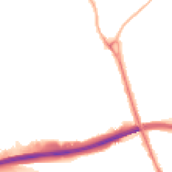 Night-time road noise heatmap for IP32 6AZ