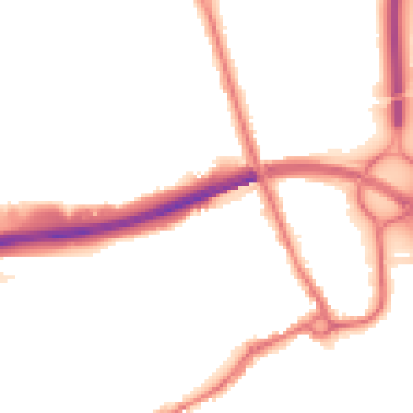 Night-time road noise heatmap for IP32 6BE