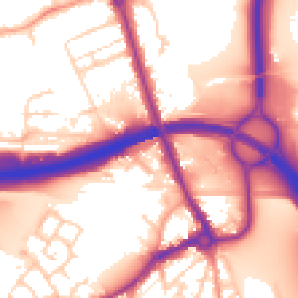 Daytime road noise heatmap for IP32 6BQ