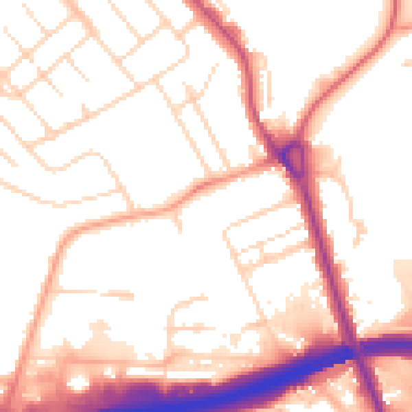 Daytime road noise heatmap for IP32 6BZ