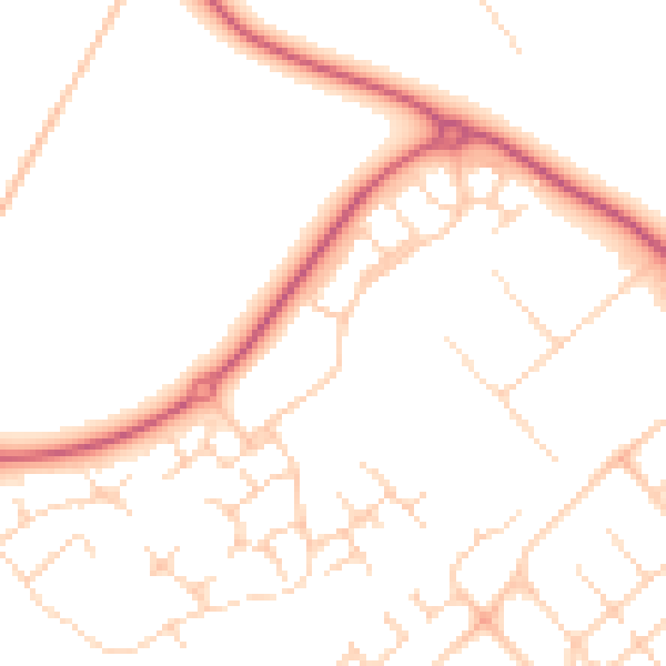 Daytime road noise heatmap for IP32 6FQ