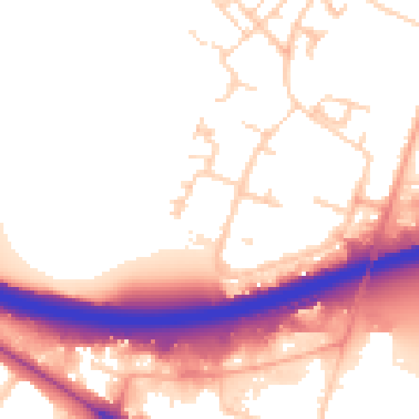 Daytime road noise heatmap for IP32 6QQ