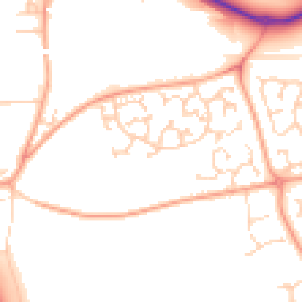 Daytime road noise heatmap for IP32 7JB