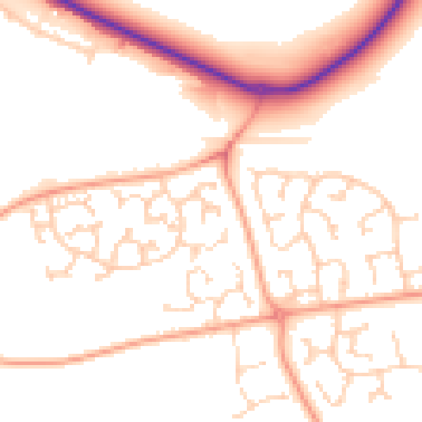 Daytime road noise heatmap for IP32 7JN