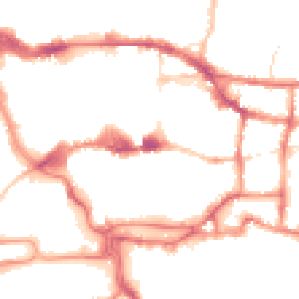 Night-time road noise heatmap for IP4 1AD