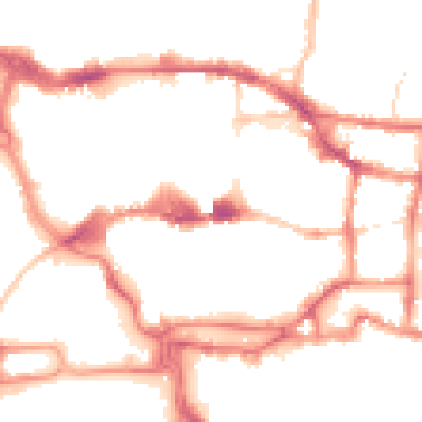 Night-time road noise heatmap for IP4 1AE