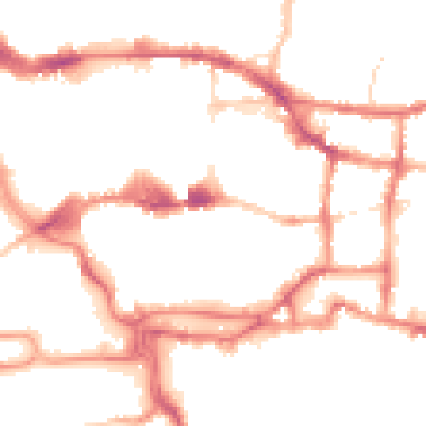Night-time road noise heatmap for IP4 1AG