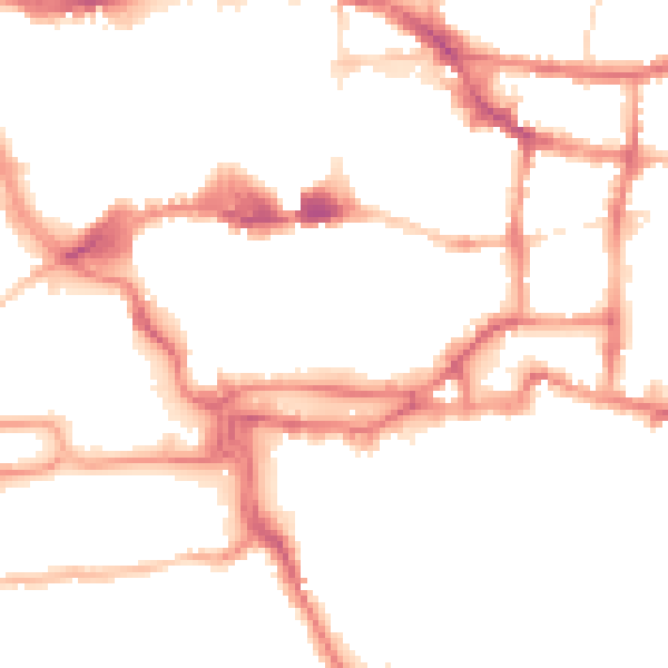Night-time road noise heatmap for IP4 1AQ