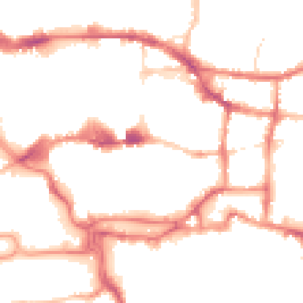 Night-time road noise heatmap for IP4 1AR
