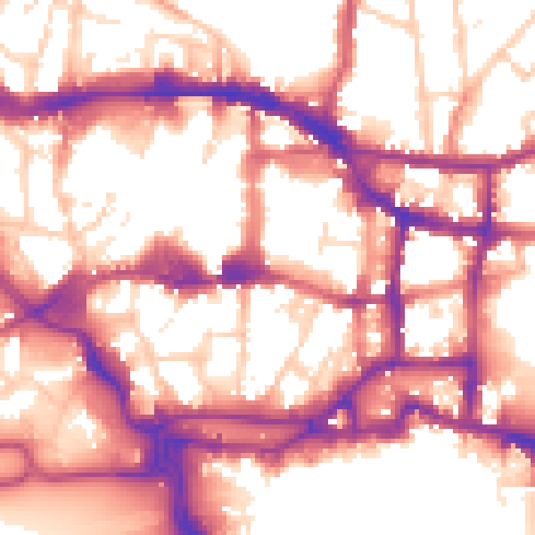 Daytime road noise heatmap for IP4 1AU