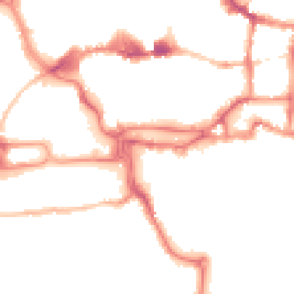 Night-time road noise heatmap for IP4 1BF