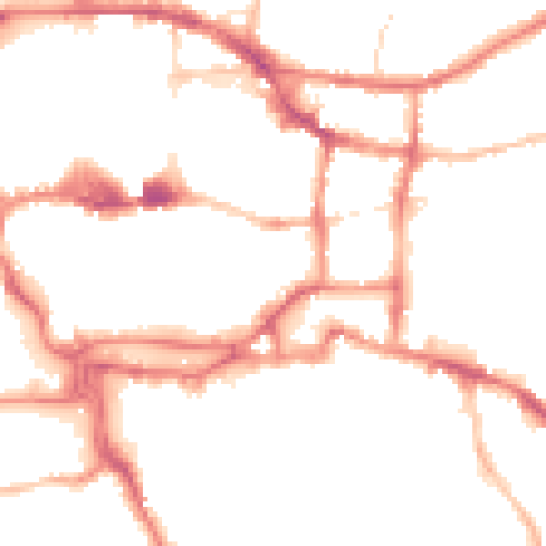 Night-time road noise heatmap for IP4 1BU