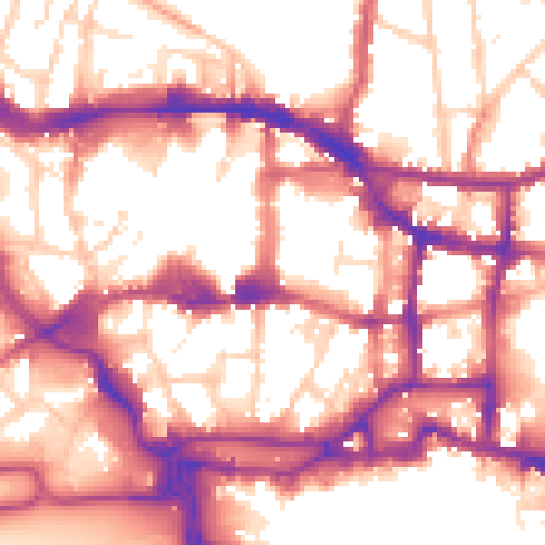 Daytime road noise heatmap for IP4 1DU