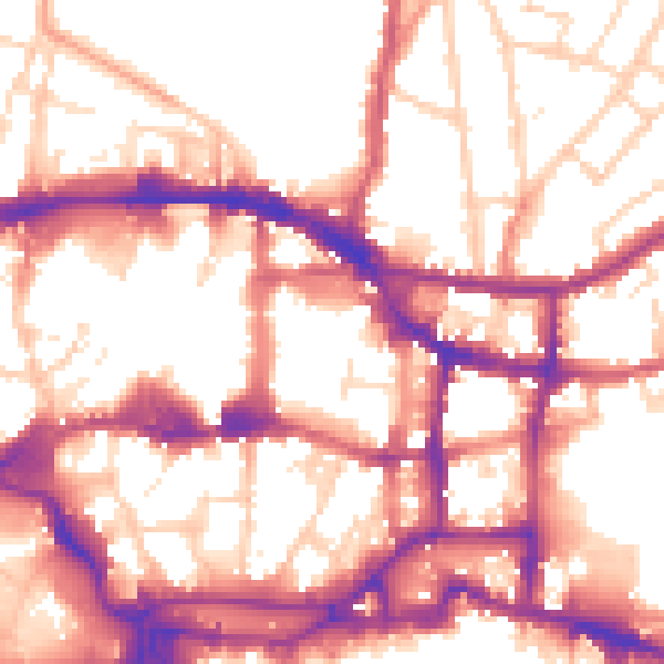 Daytime road noise heatmap for IP4 1EN