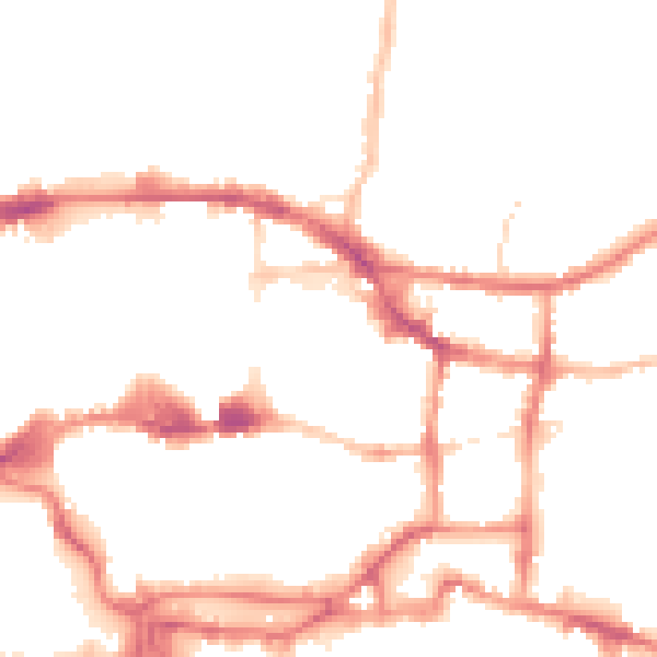 Night-time road noise heatmap for IP4 1EN