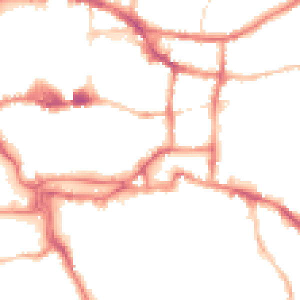 Night-time road noise heatmap for IP4 1JU