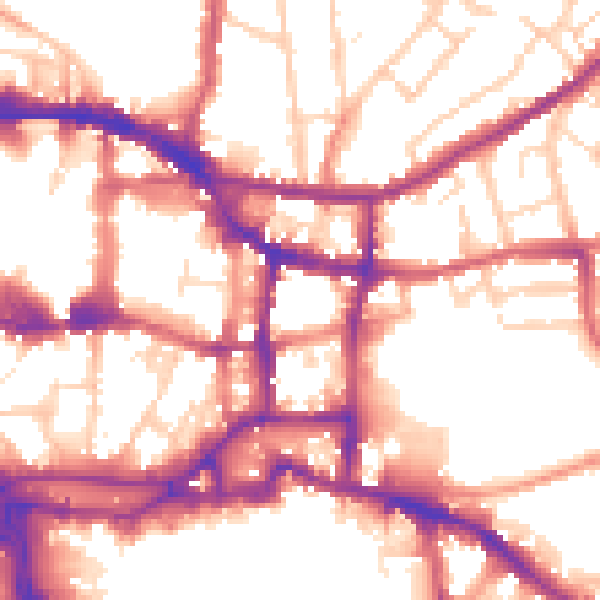 Daytime road noise heatmap for IP4 1NB