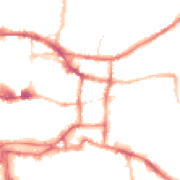 Night-time road noise heatmap for IP4 1NB