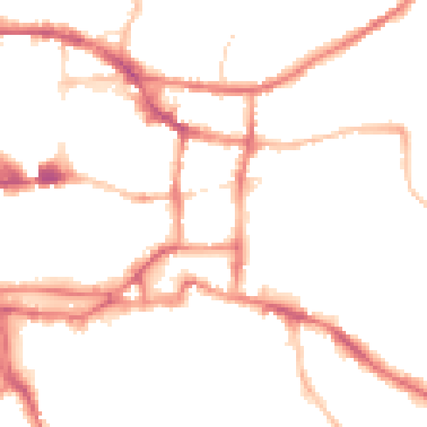 Night-time road noise heatmap for IP4 1NE